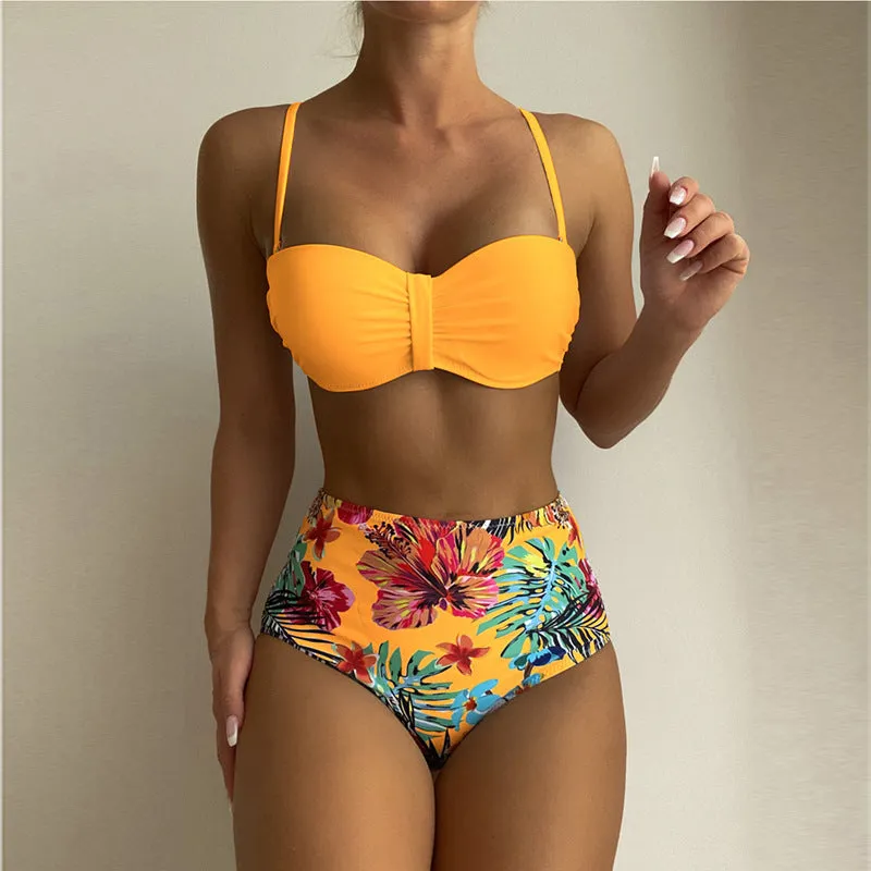 Floral Print Spaghetti Strap Bikini