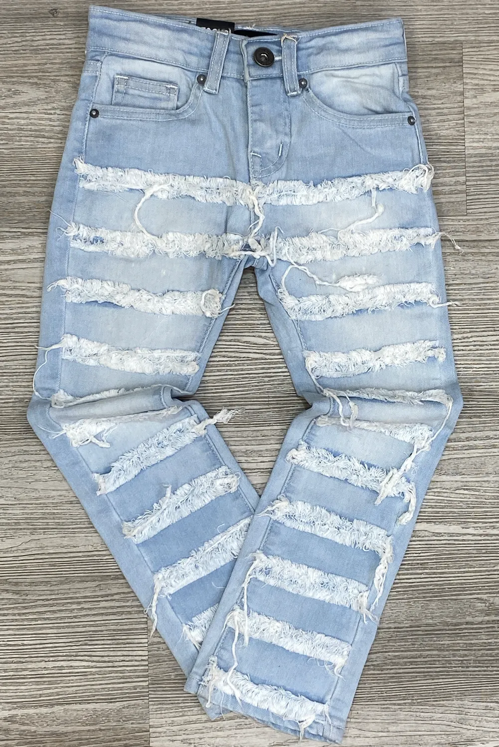 Focus- ripped stack denim jeans (l.t blue)(kids)