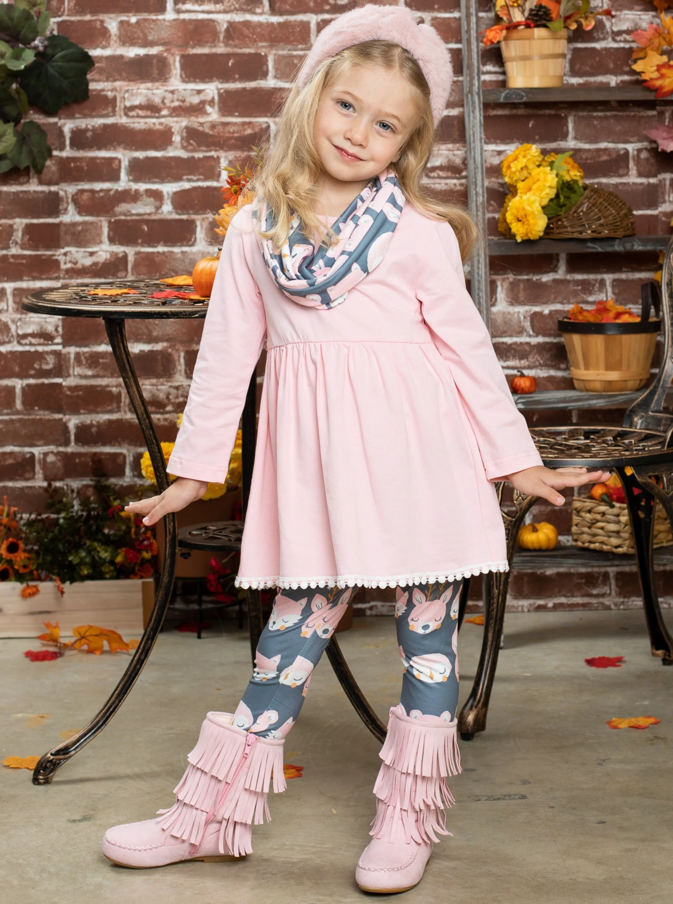 Forest Friends Tunic, Legging And Scarf Set