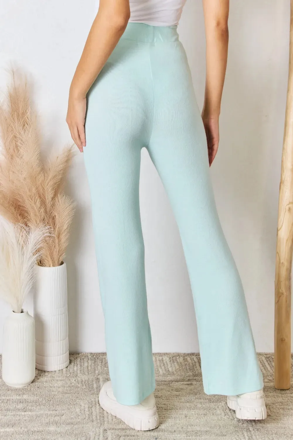 Full Size High Waist Ultra Soft Knit Flare Pants