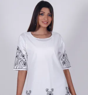 GANGA Pure Cotton Applique work Embroidered Tunic Dress Kurta: Made to Order/Customizable