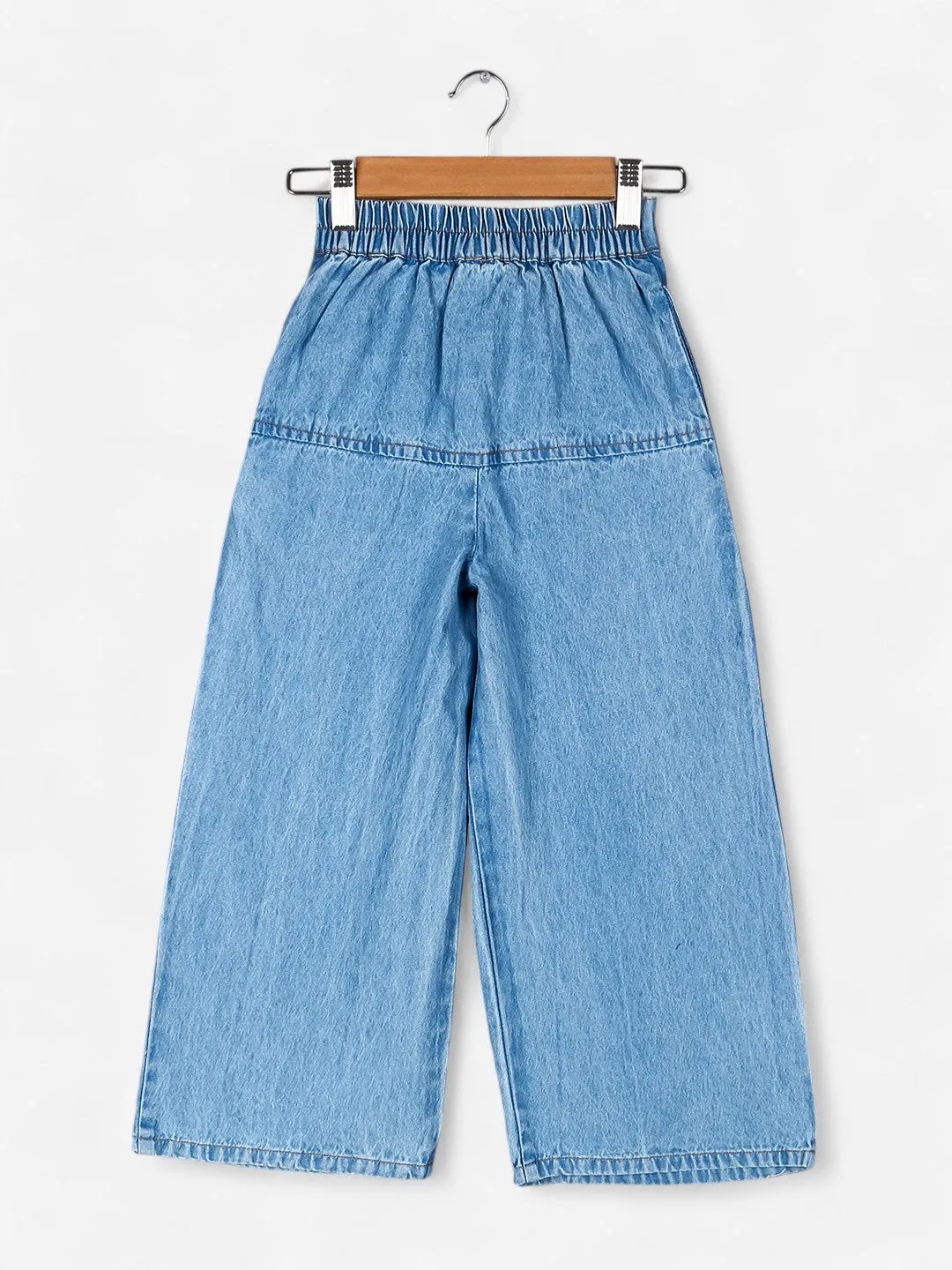 Girls Denim Pleated Jeans