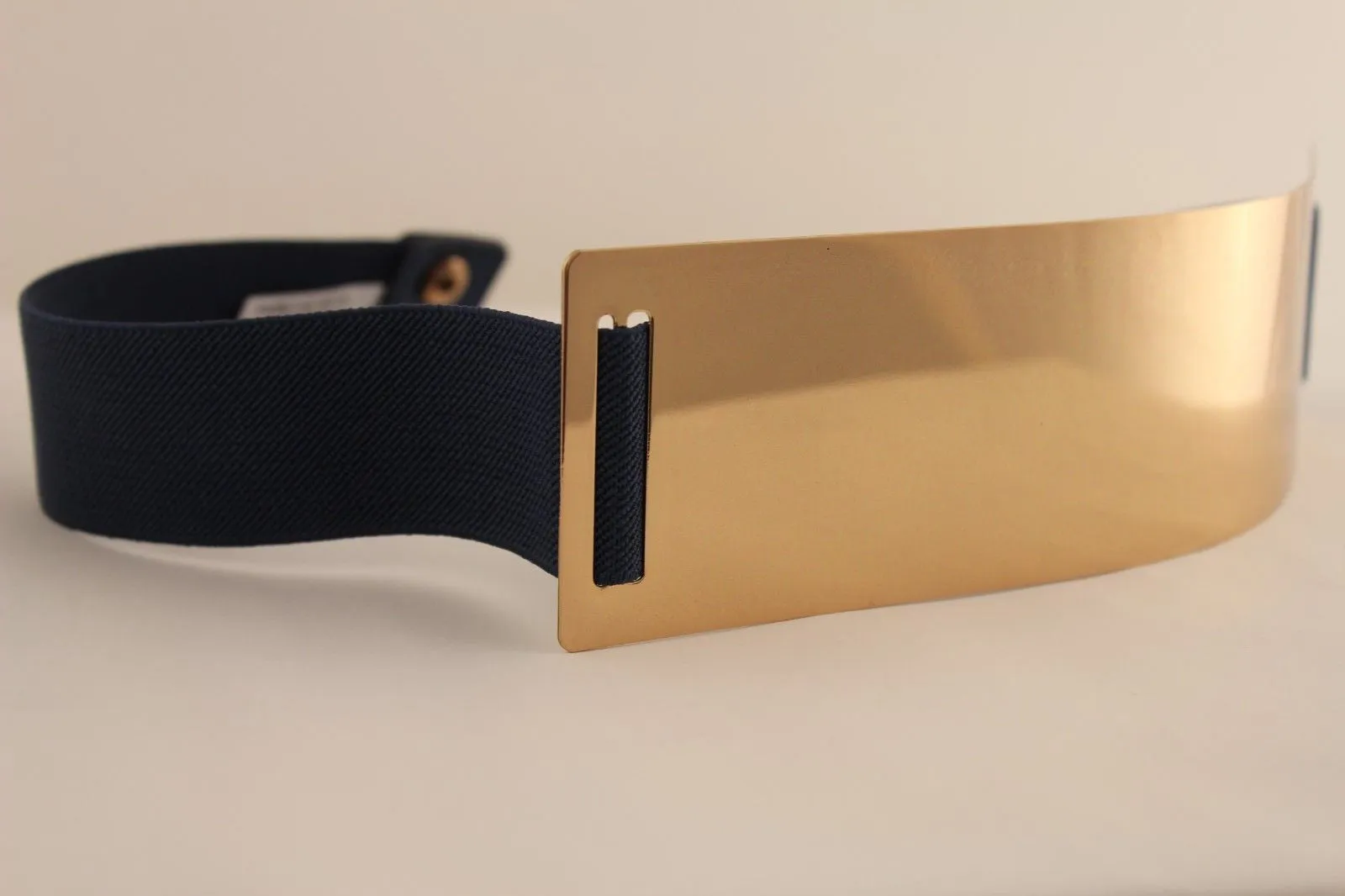 Gold Metal Rectangle Plate Colored Elastic Stretch Waistband Belt