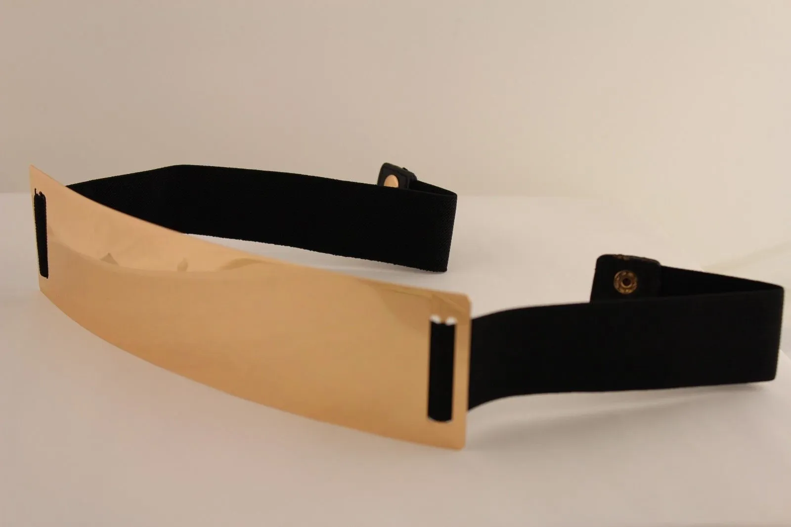 Gold Metal Rectangle Plate Colored Elastic Stretch Waistband Belt