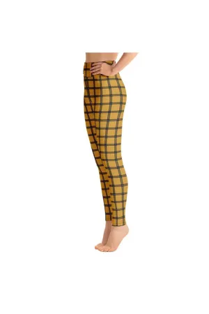 Gold Plaid Yoga Leggings