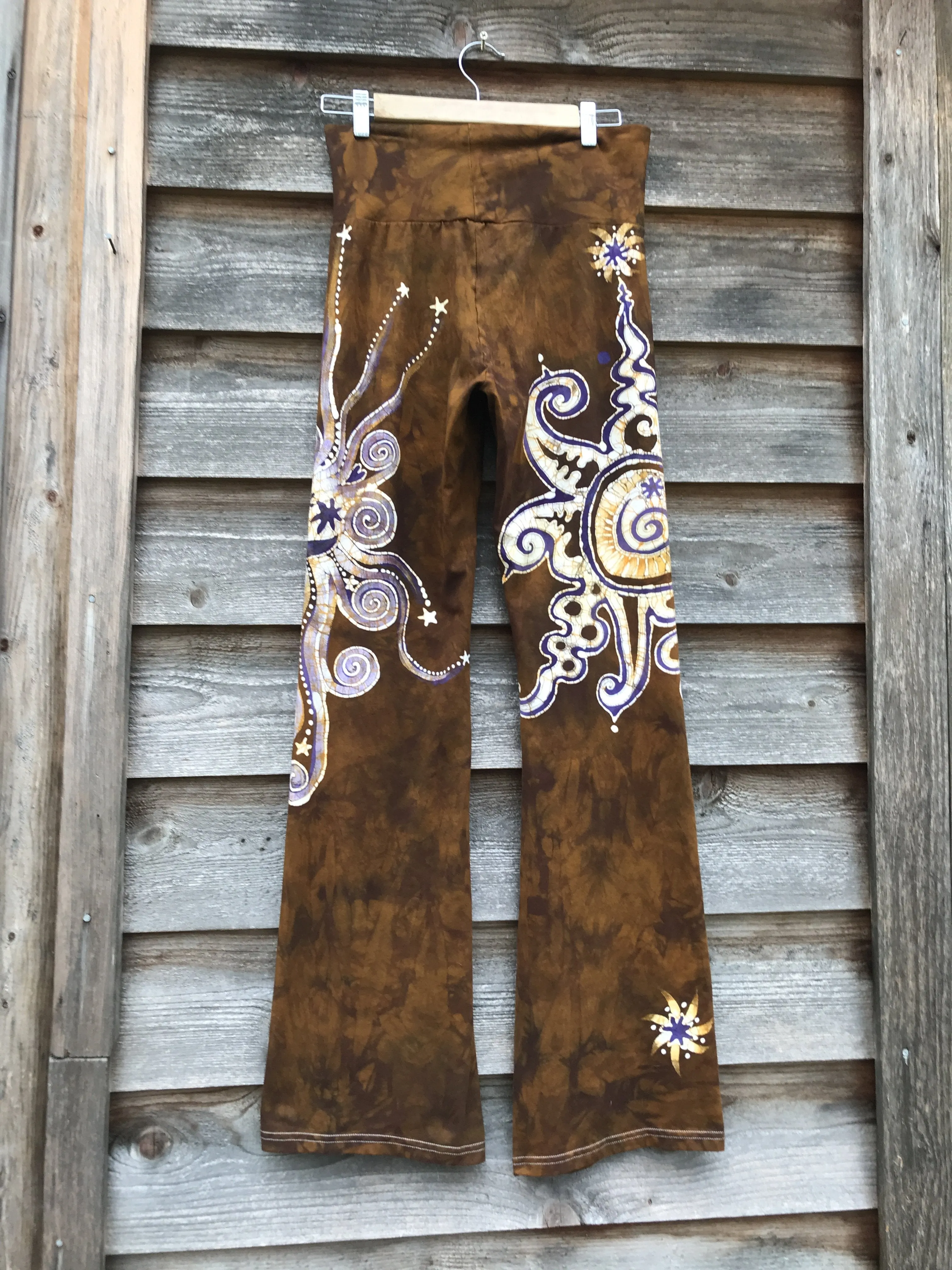 Golden Sun With Lavender Stars Handmade Batikwalla Pants