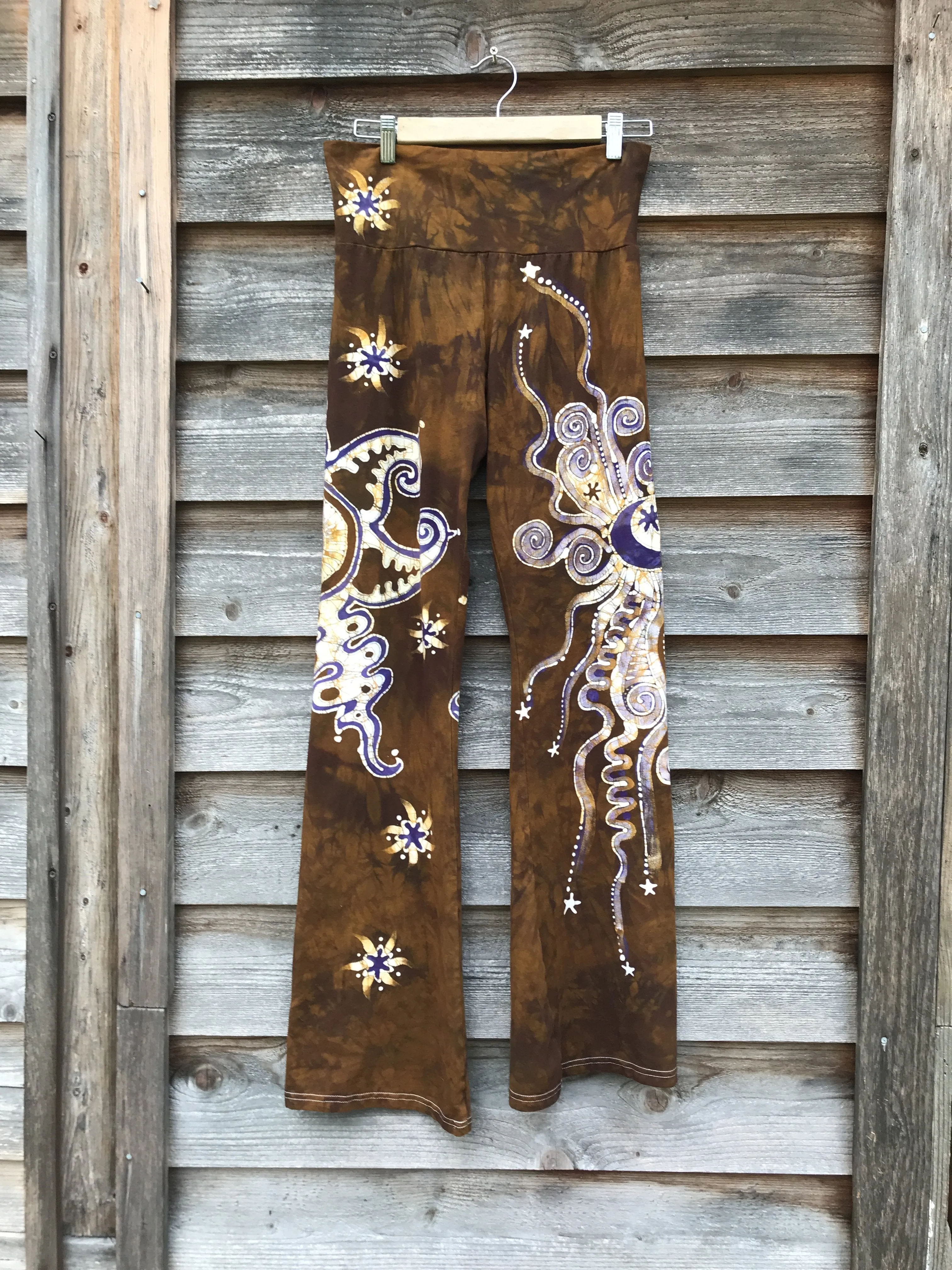 Golden Sun With Lavender Stars Handmade Batikwalla Pants