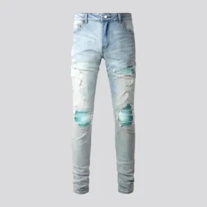 Grunge men's light-wash jeans