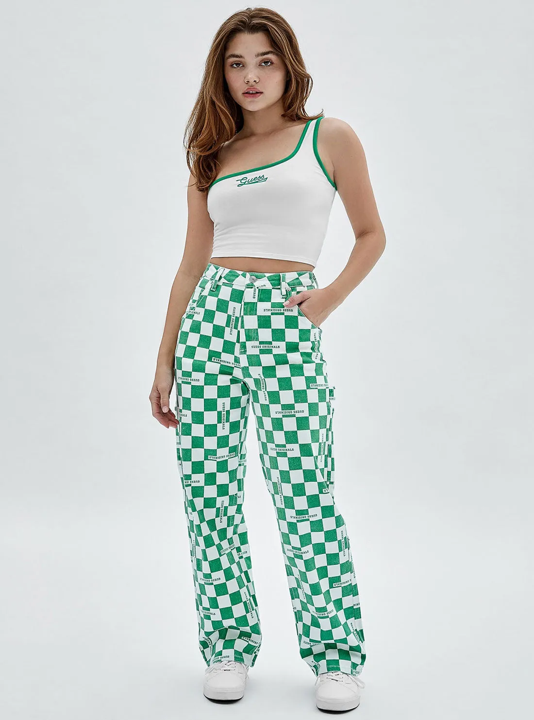 Guess Originals Green Checkered Carpenter Pants