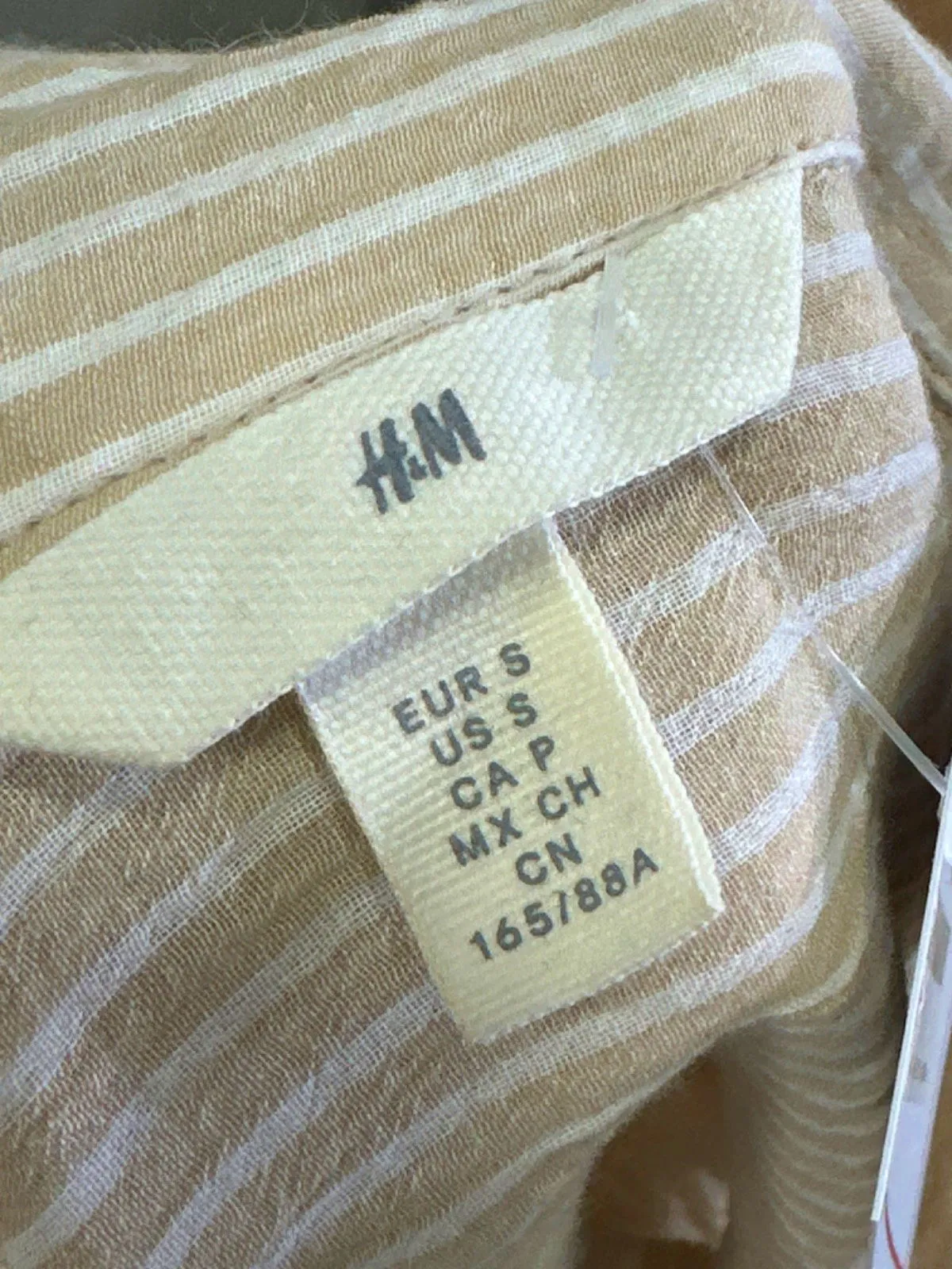 H&M Beige Striped Shirt UK S