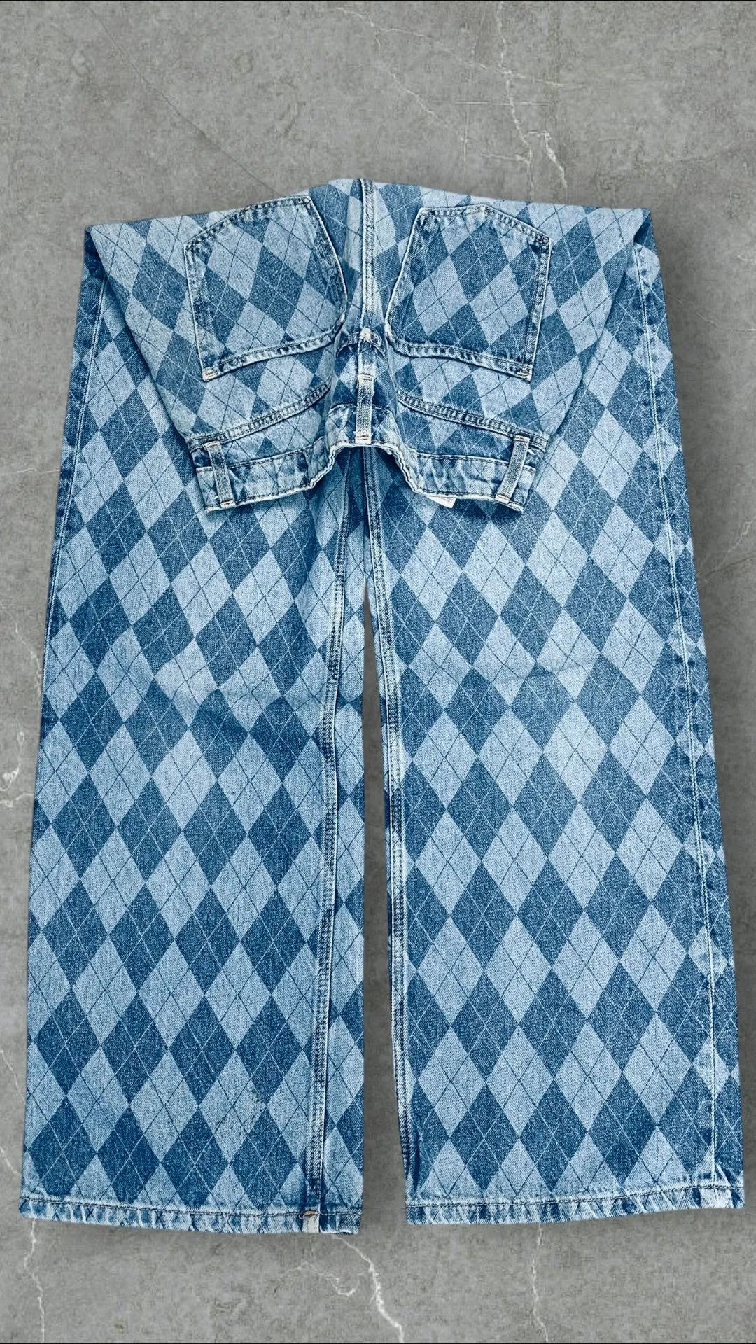 H&M GEOMETRIC TWO TONED  WIDE LEG JEANS