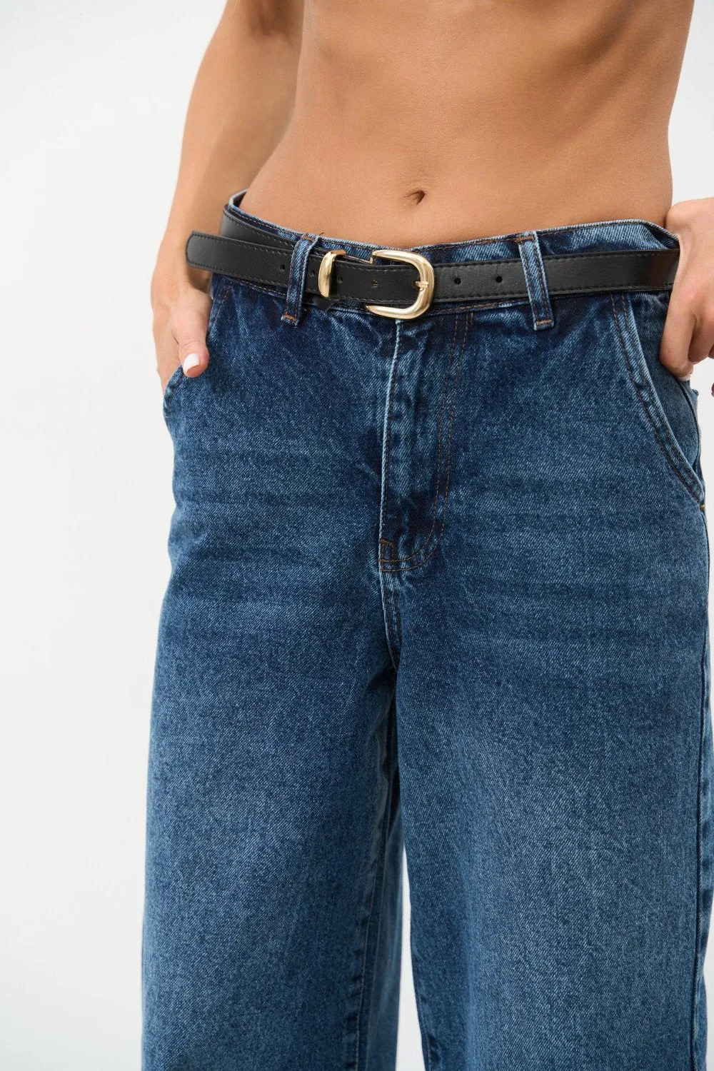 High Rise Blue Baggy Jeans