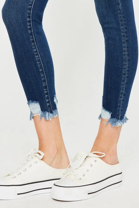 High Rise Hem Detail Ankle Skinny