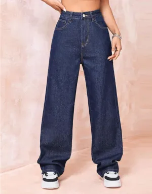 High Rise Wide Leg Jeans Royal Blue