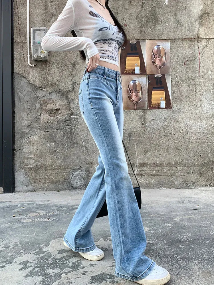 High Waist Flare Bell-bottomed Denim Jeans