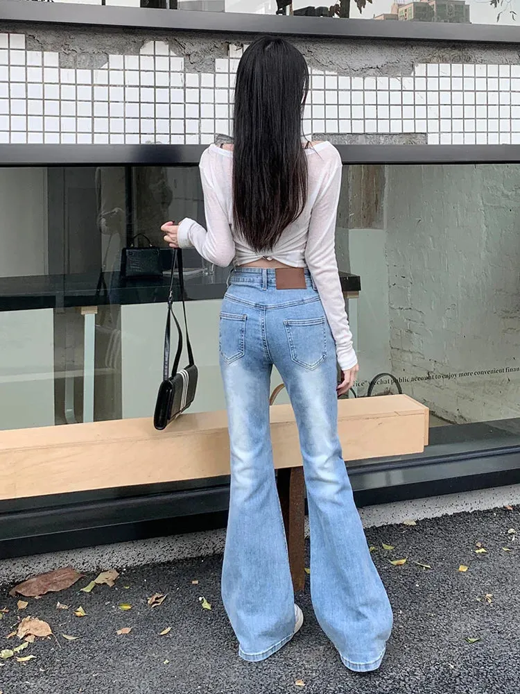 High Waist Flare Bell-bottomed Denim Jeans