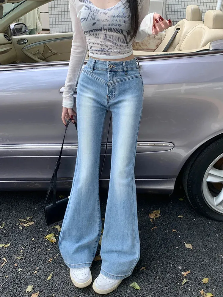 High Waist Flare Bell-bottomed Denim Jeans