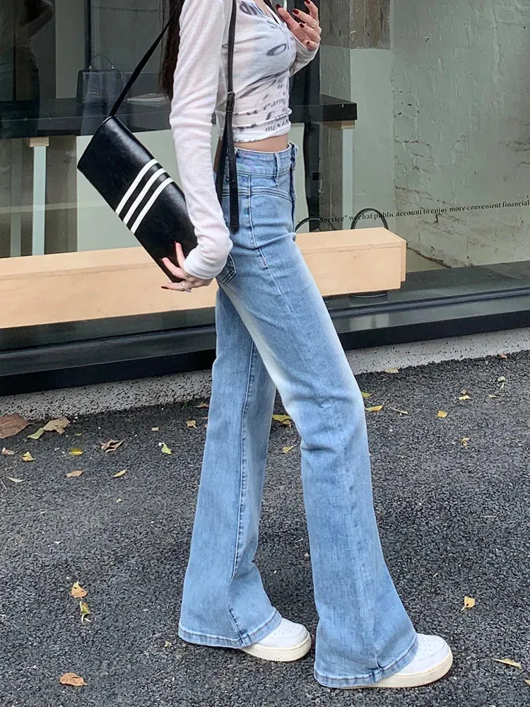 High Waist Flare Bell-bottomed Denim Jeans