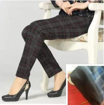 High Waist Poly-Spandex Wool Mid-Rise Pocket Plus Size Pencil Pants