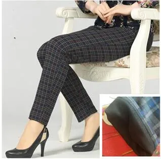 High Waist Poly-Spandex Wool Mid-Rise Pocket Plus Size Pencil Pants