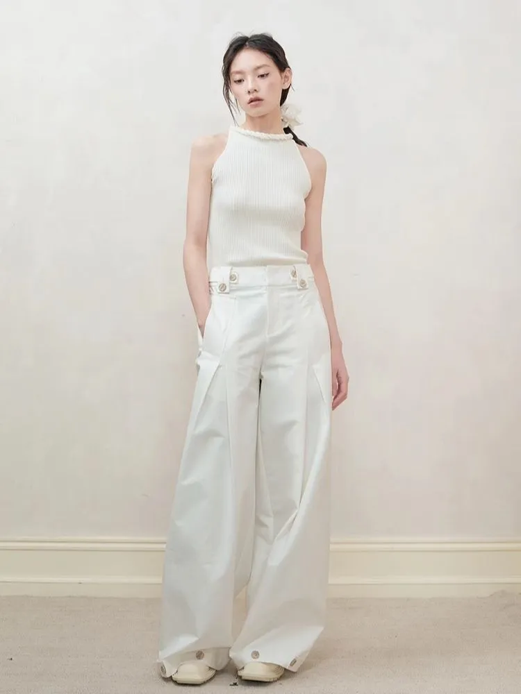 High Waist Straight Leg Wide Leg Casual Pants【s0000008187】