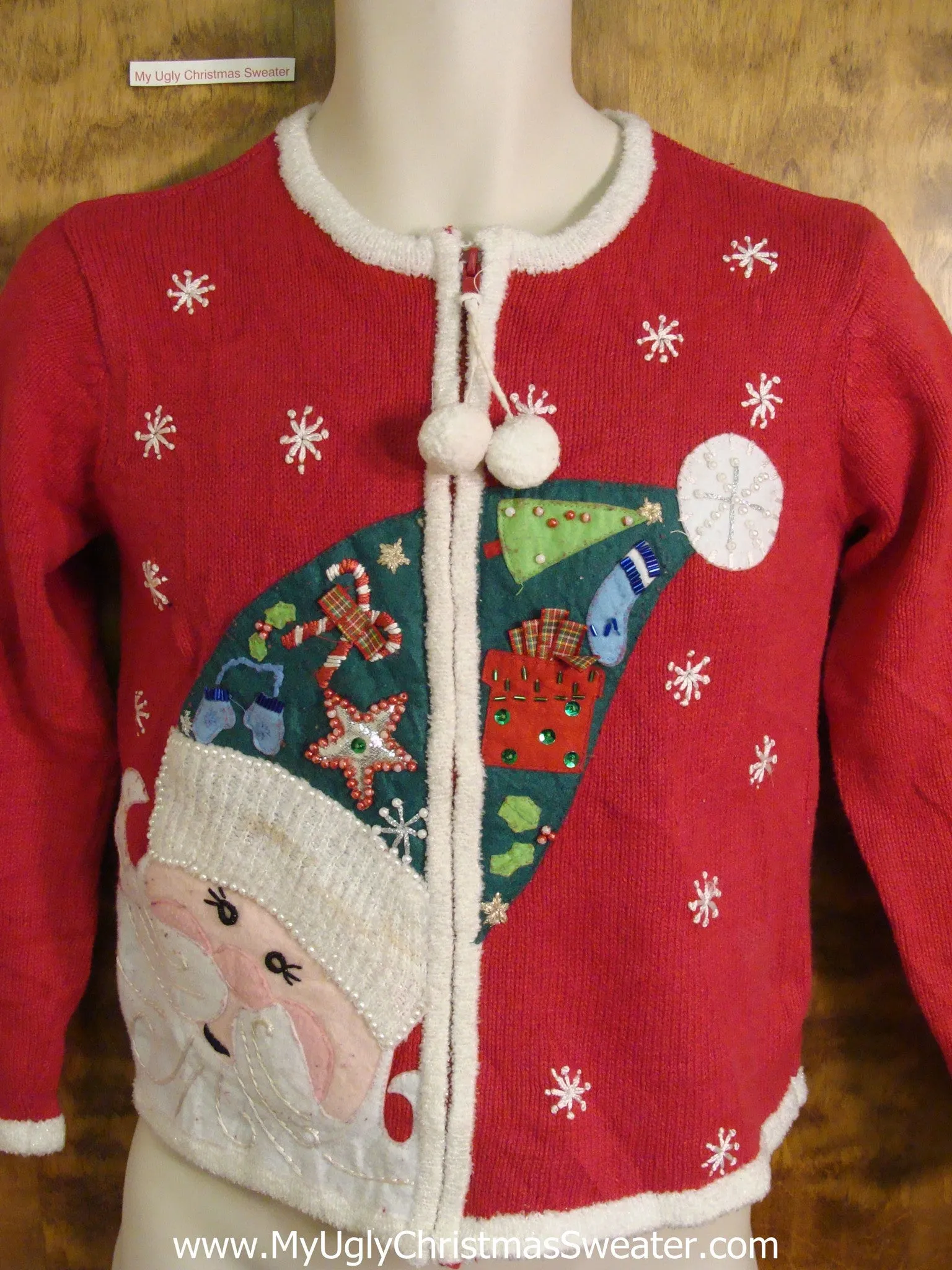 Huge Santa Novelty Funny Christmas Sweater Child or XS