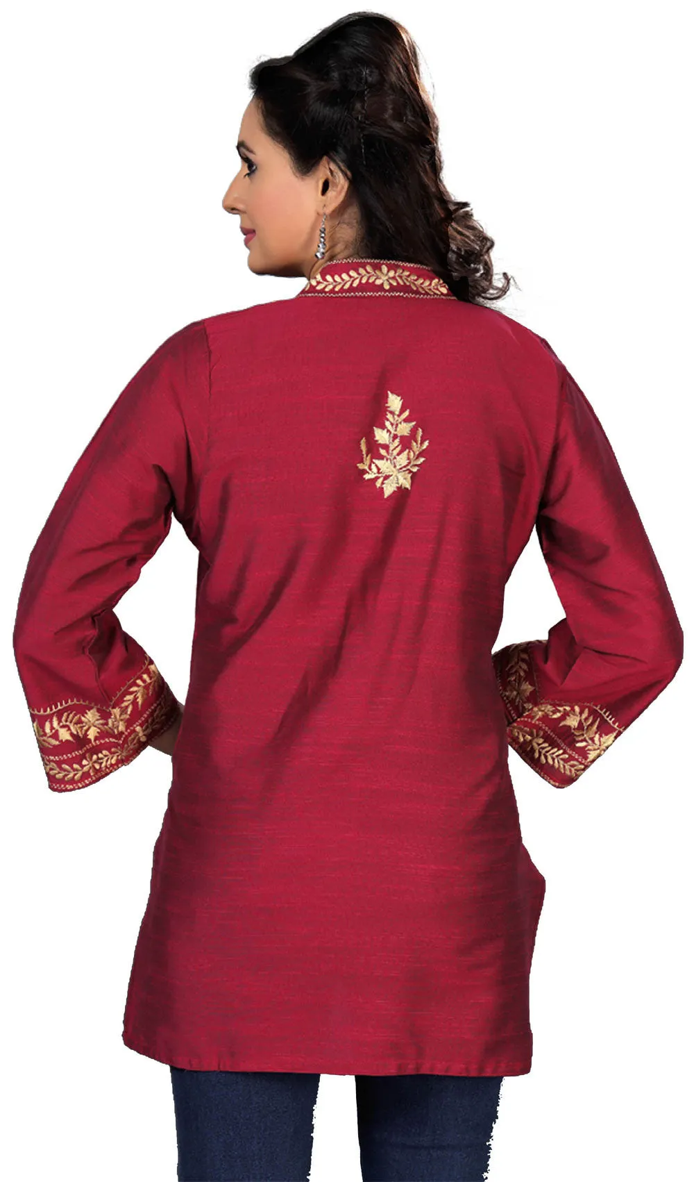 India Embroidered Cotton Tunic Top Kurti Womens India Clothing (Pink)