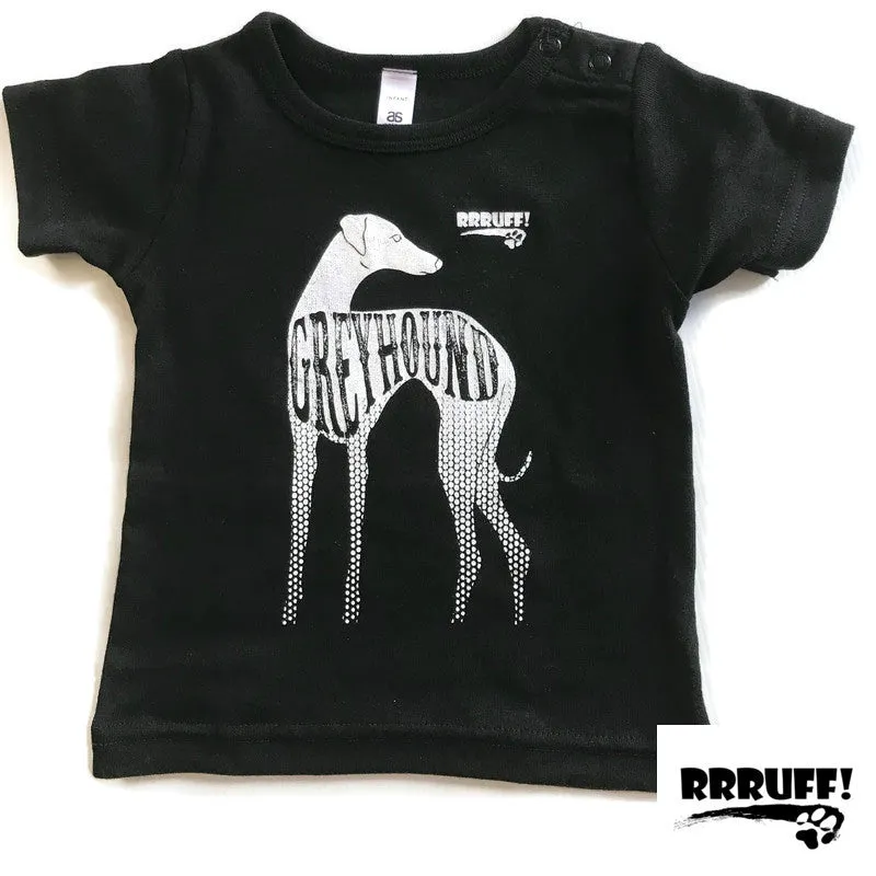 Infant T Shirt cotton greyhound design wee tee pink black