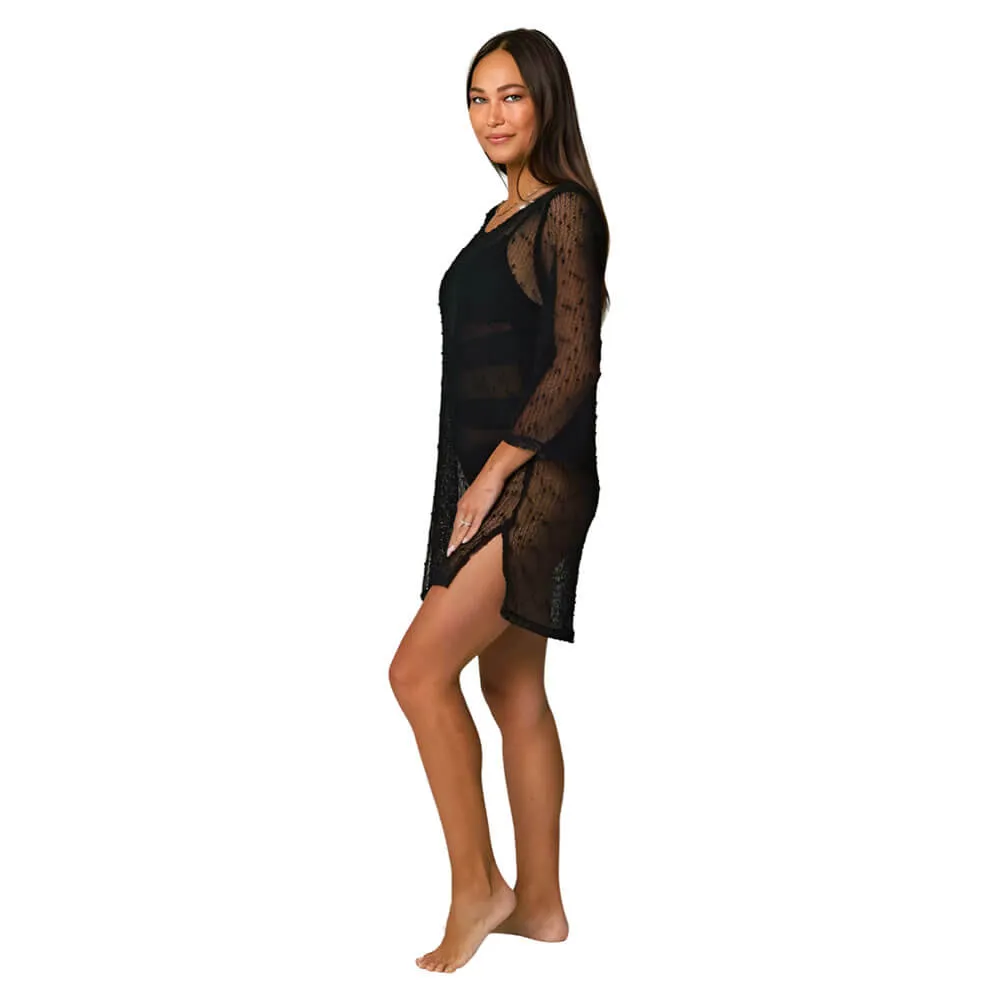 J Valdi Fiji Scoop Neck Tunic Coverup - Black