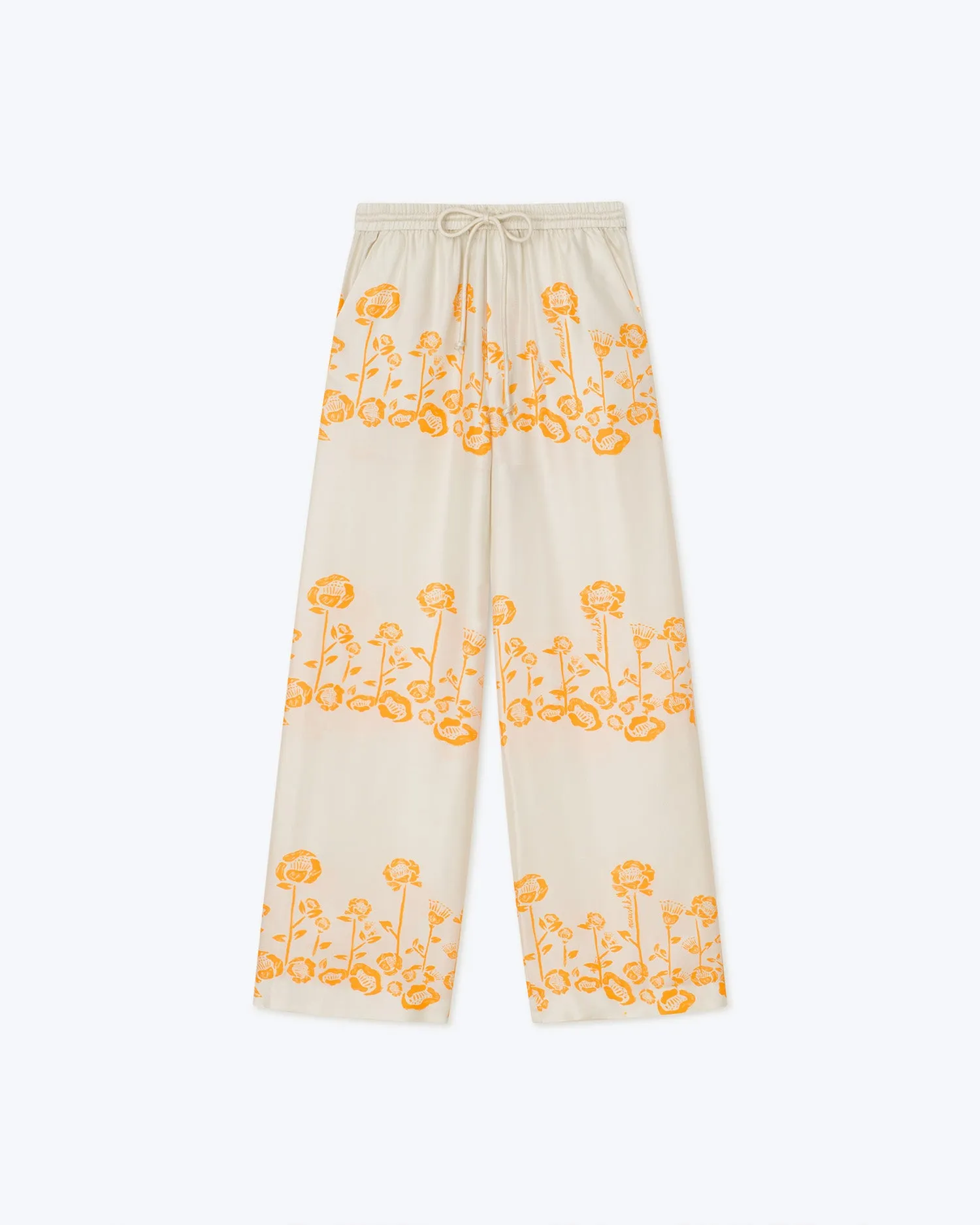 Jarine - Sale Printed Twill Silk Pants - Blockwood Floral