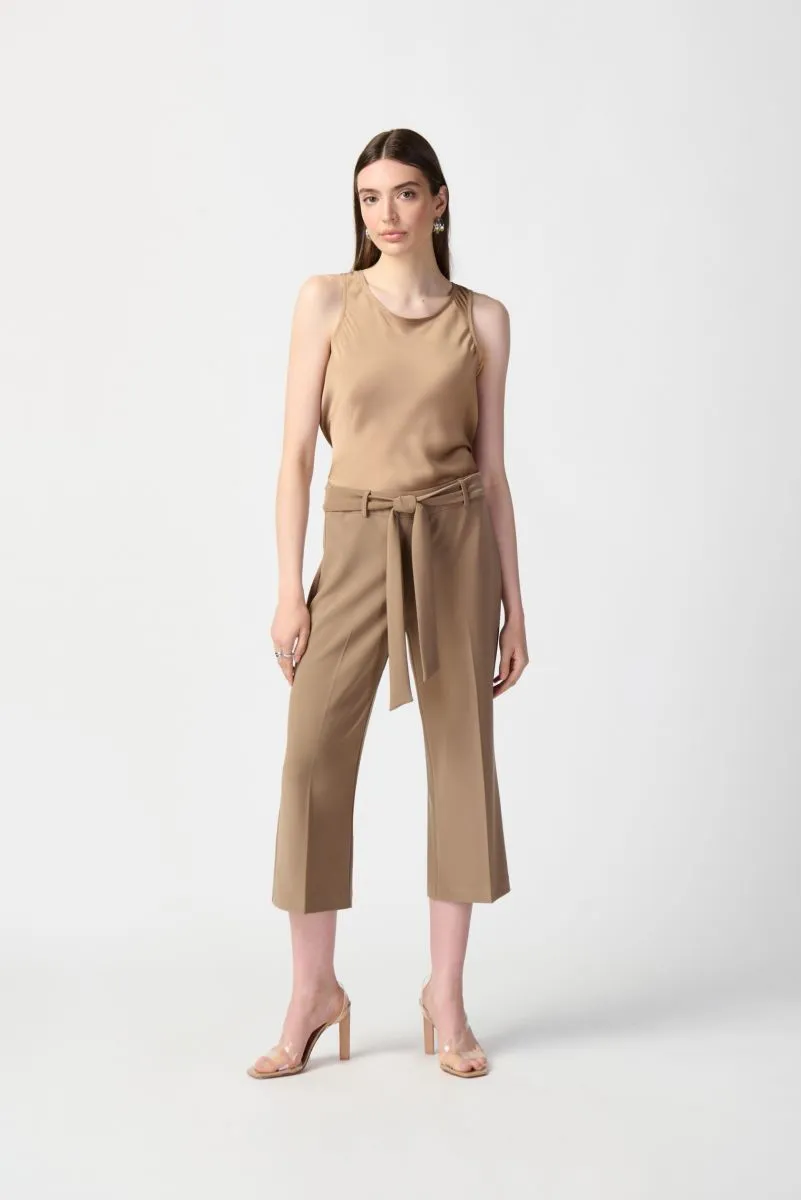 Joseph Ribkoff Tiger's Eye Waist Sash Pull On Capri Pants 241071