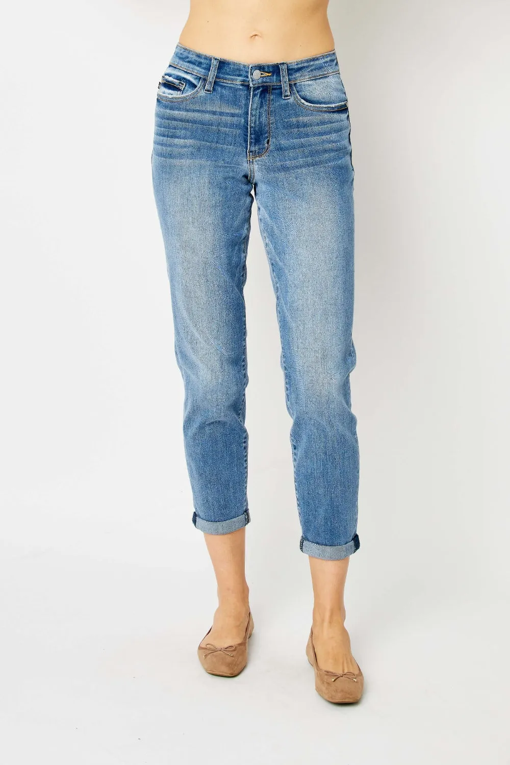 Judy Blue Cuffed Hem Low Waist Slim Jeans