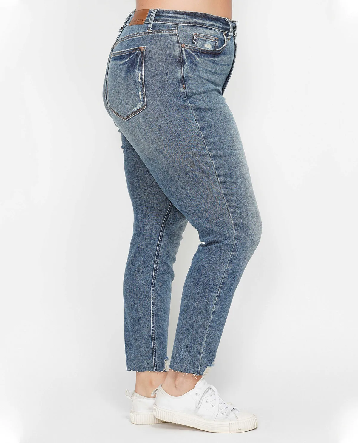 Judy Blue Plus High Waist Tummy Control Destroy Hem Skinny Jean