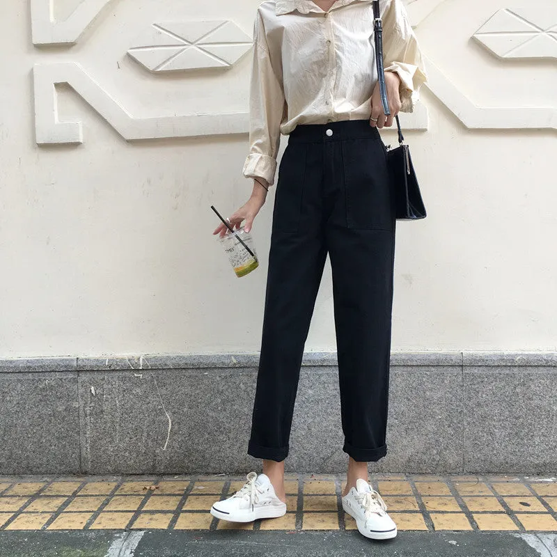 [Korean Style] Ginna High Waist Casual Denim Jeans