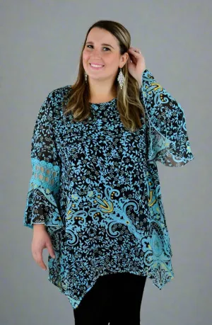 Lady Noiz  Tunic - Aqua/ Brown