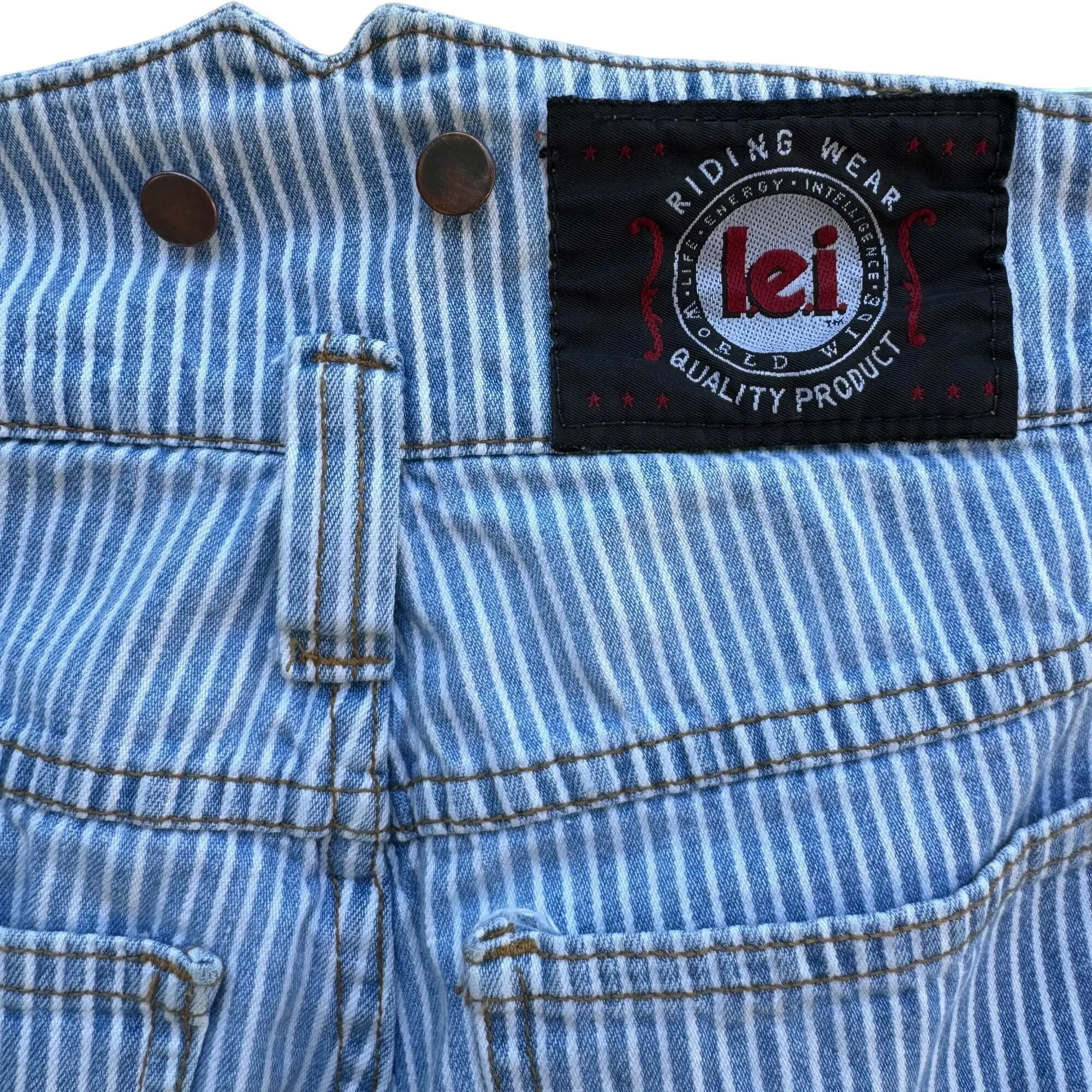 L.e.i. Riding Wear Vintage 90s Women's Light Blue White Striped Denim Jeans 32"