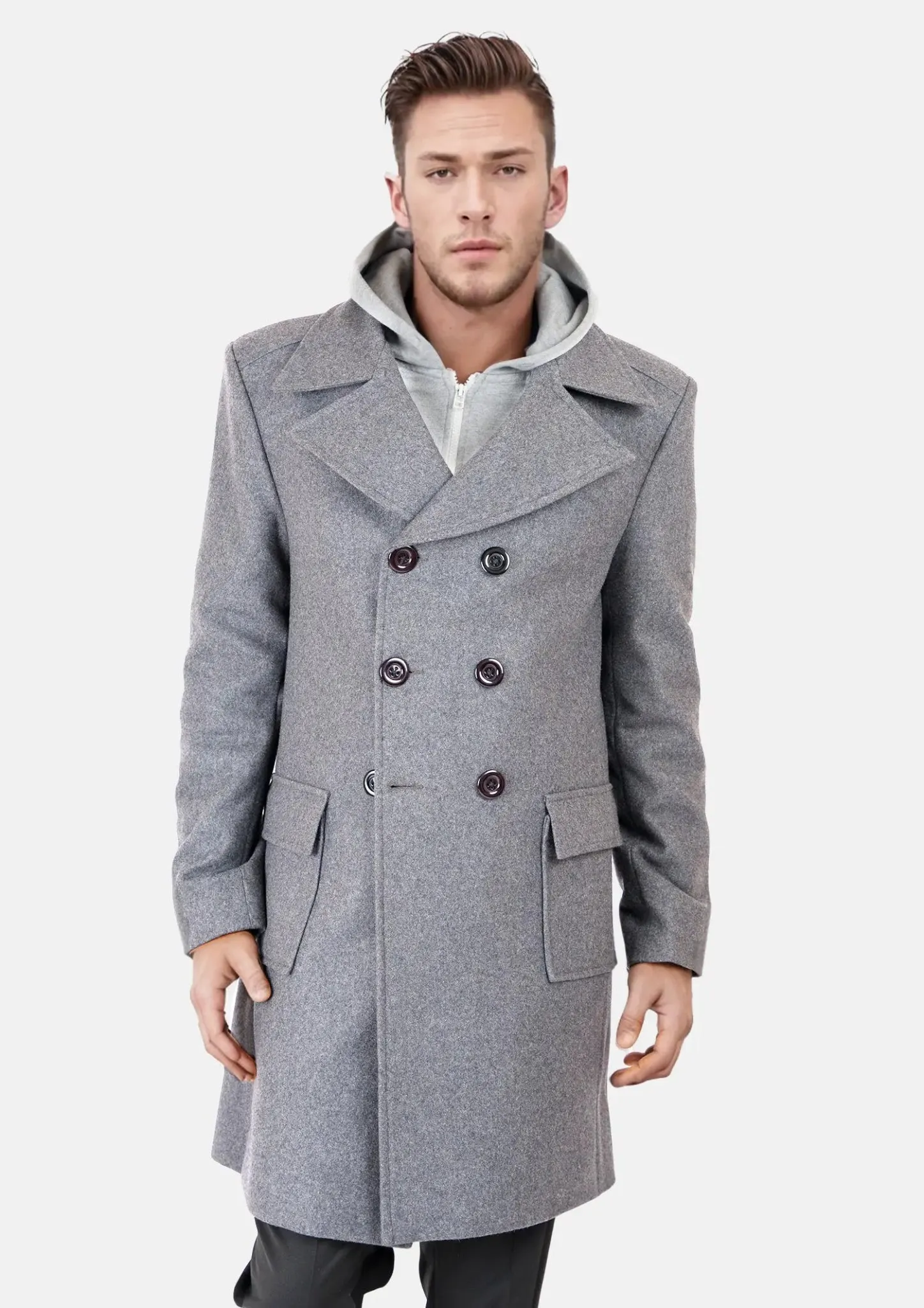 Light Grey Wool Signature Peacoat