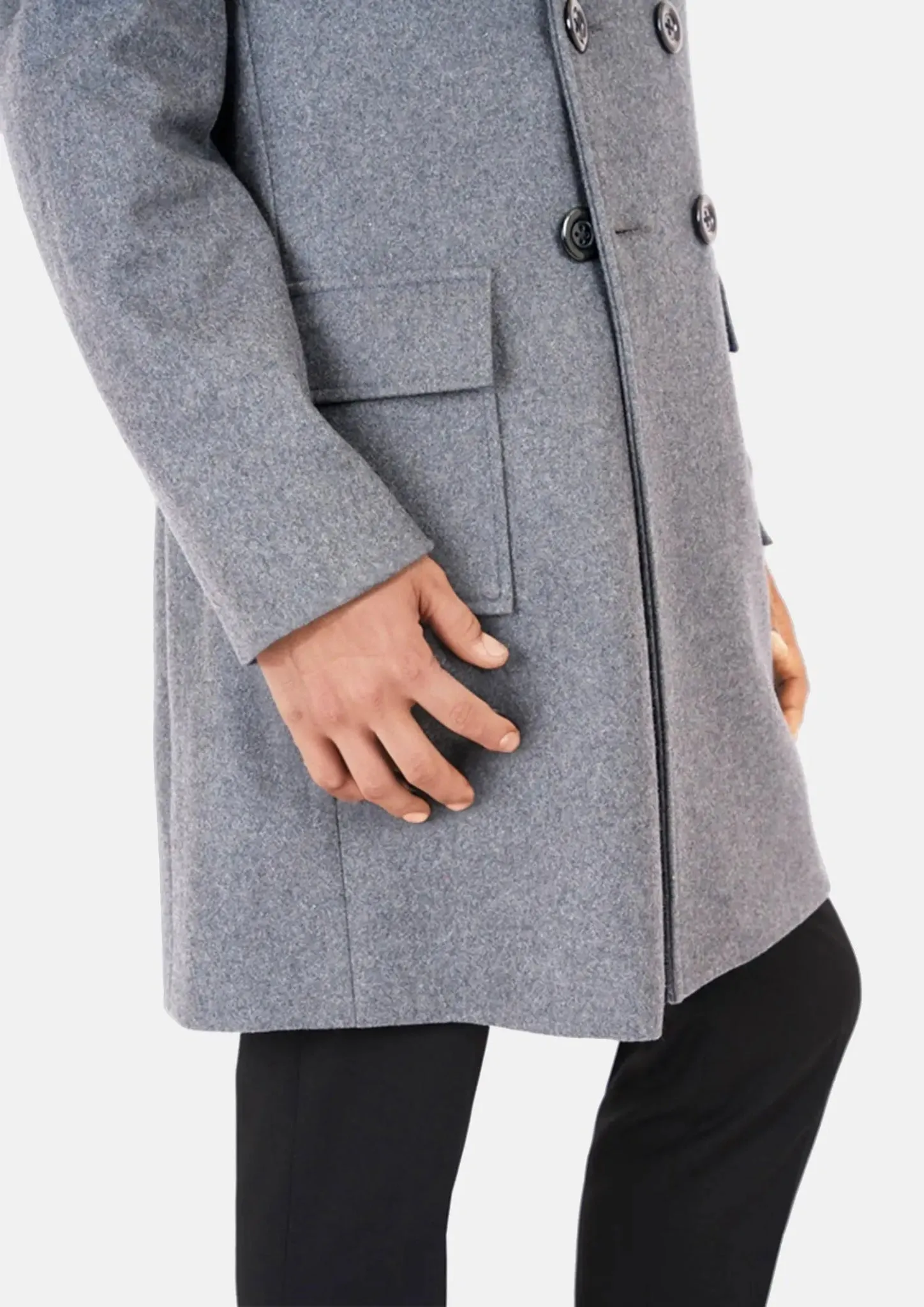 Light Grey Wool Signature Peacoat