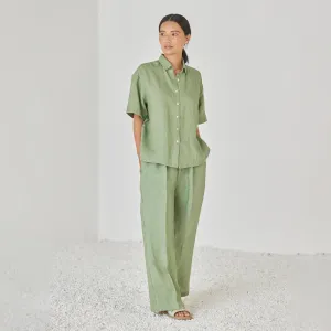 Linen Pant For Women | High Waist | Green