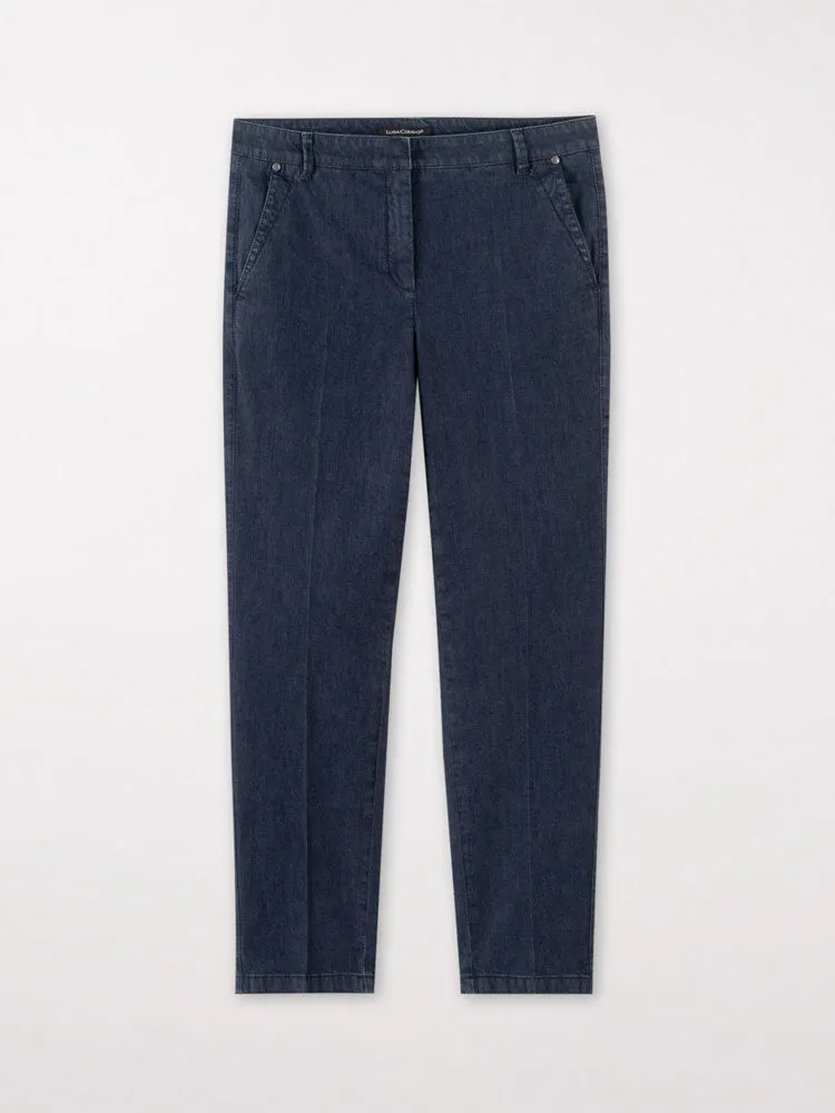 Luisa Cerano Slim Tailored Denim Trousers Blue