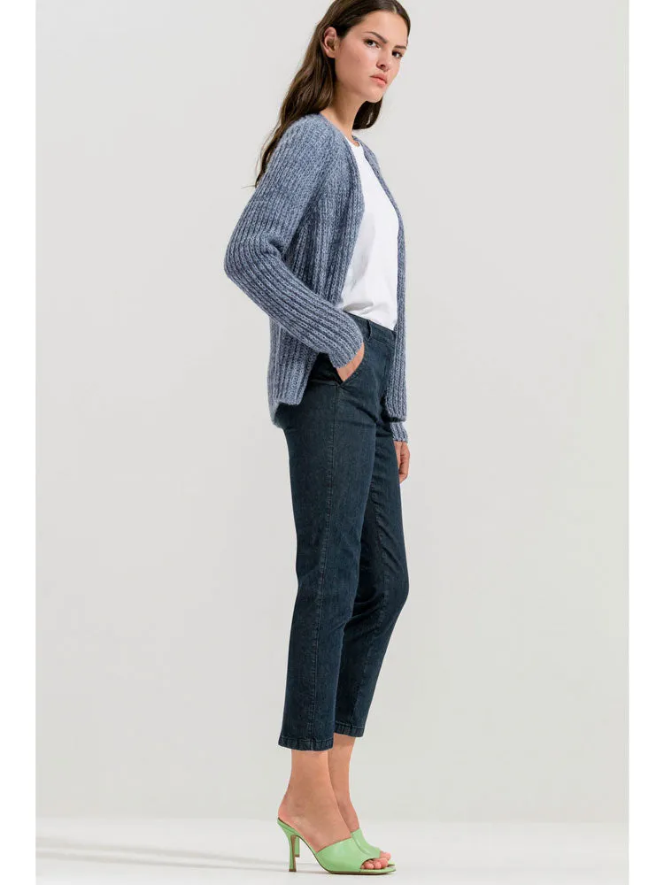 Luisa Cerano Slim Tailored Denim Trousers Blue