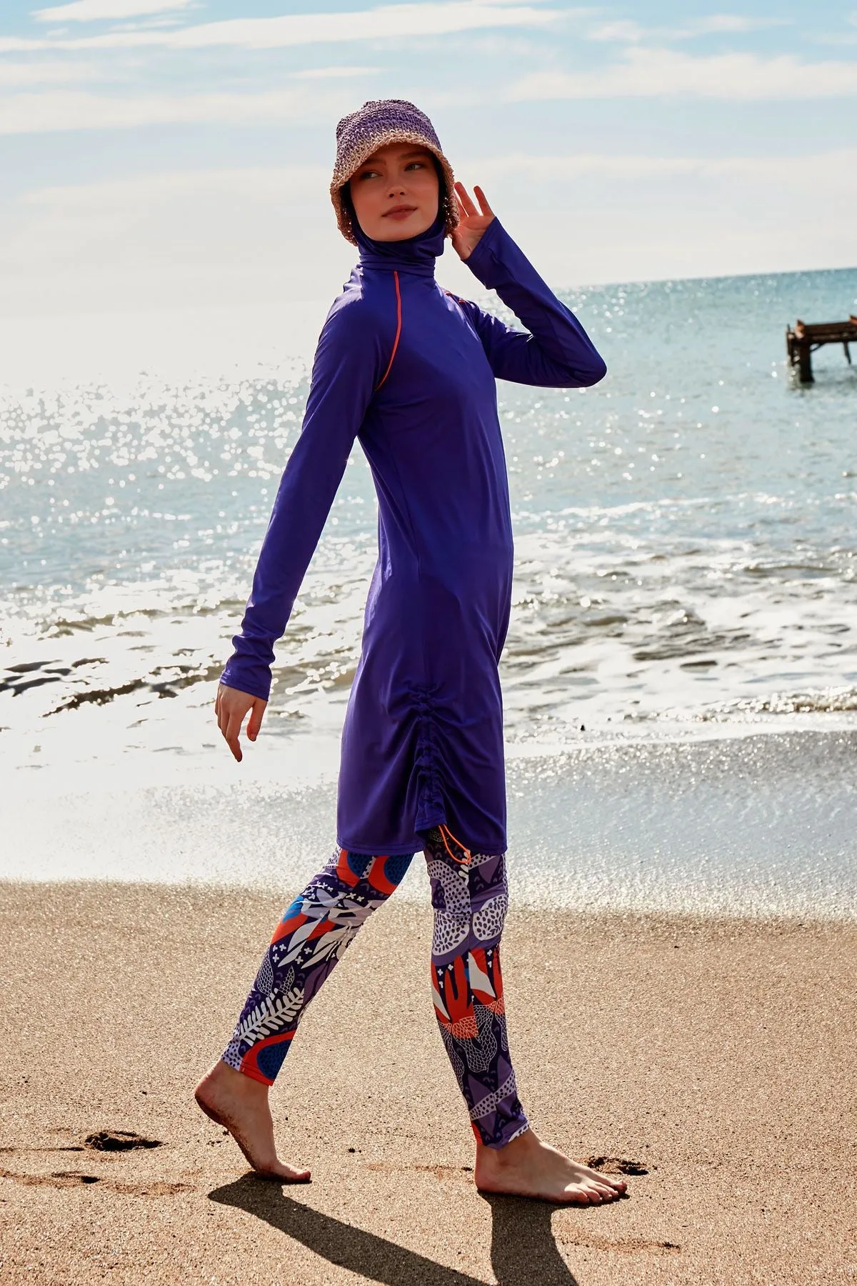 Lycra Purple Burkini Modest Swimwear M2494