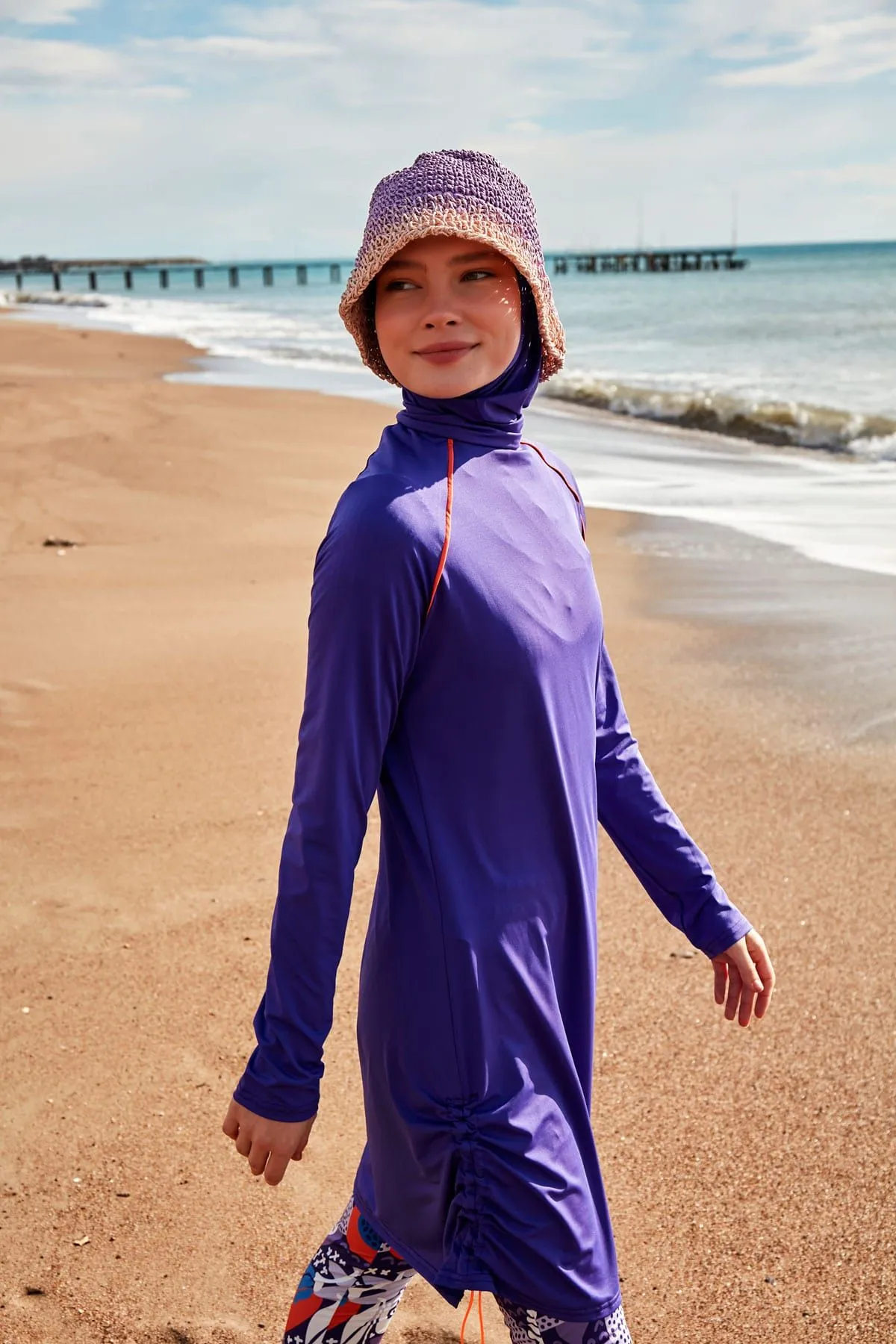 Lycra Purple Burkini Modest Swimwear M2494