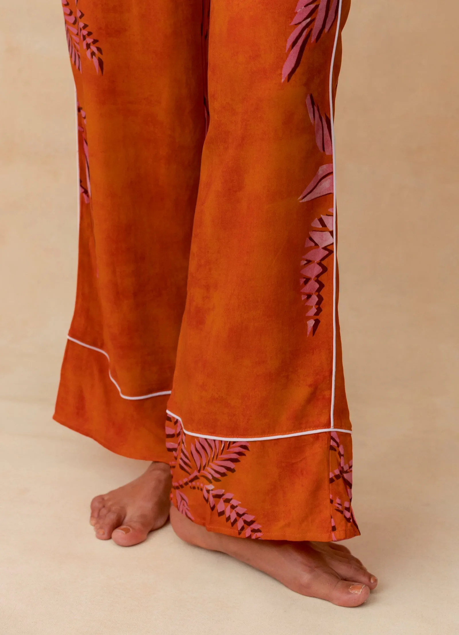 Maaji Chili Red Botanicals Dandelion Long Sleeve Pant Set