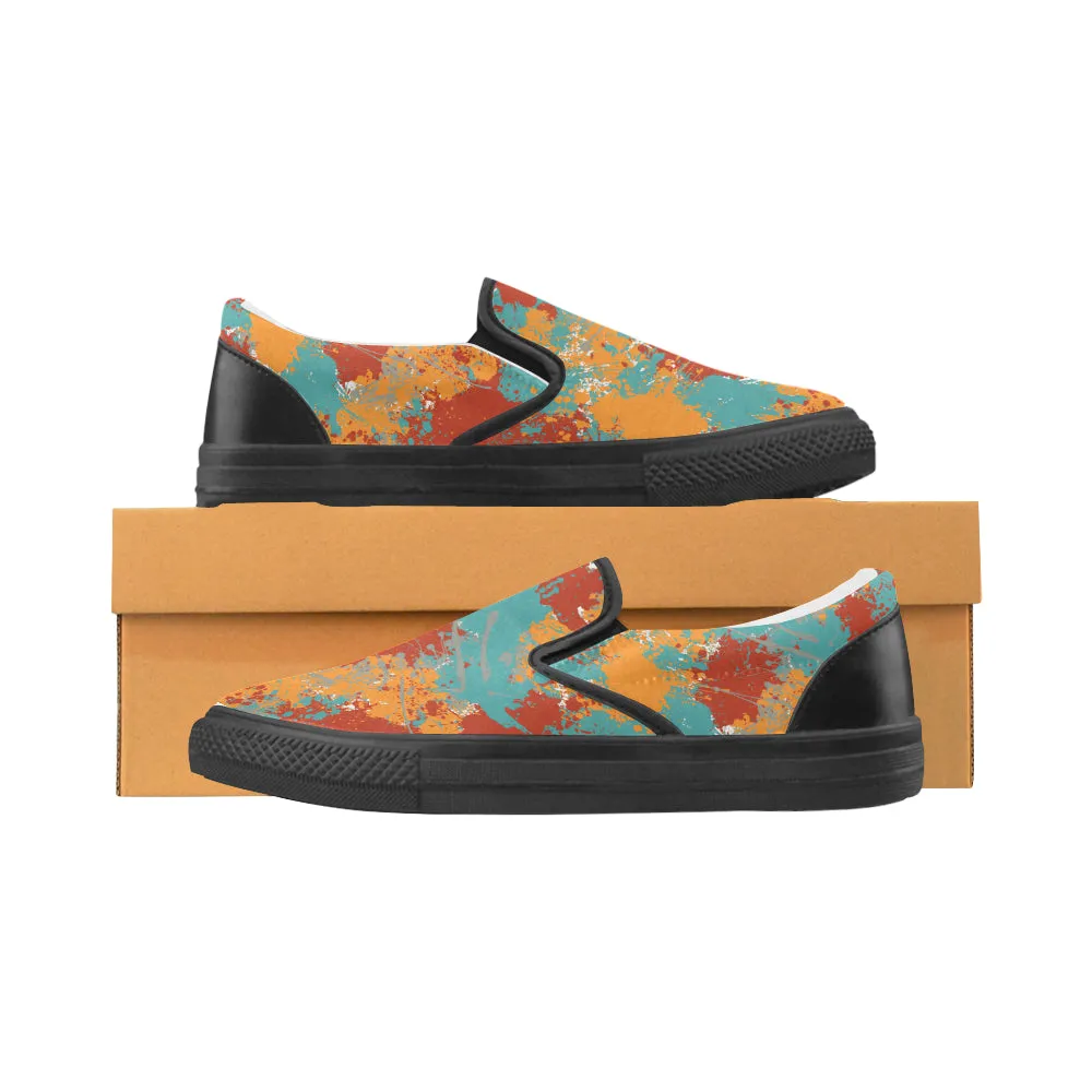 Men's Acrylic Paint Splatter Print Canvas Slip-on Shoes