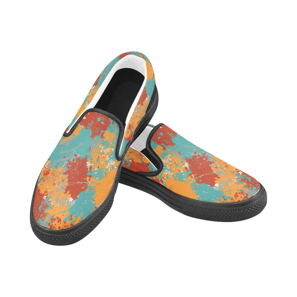 Men's Acrylic Paint Splatter Print Canvas Slip-on Shoes