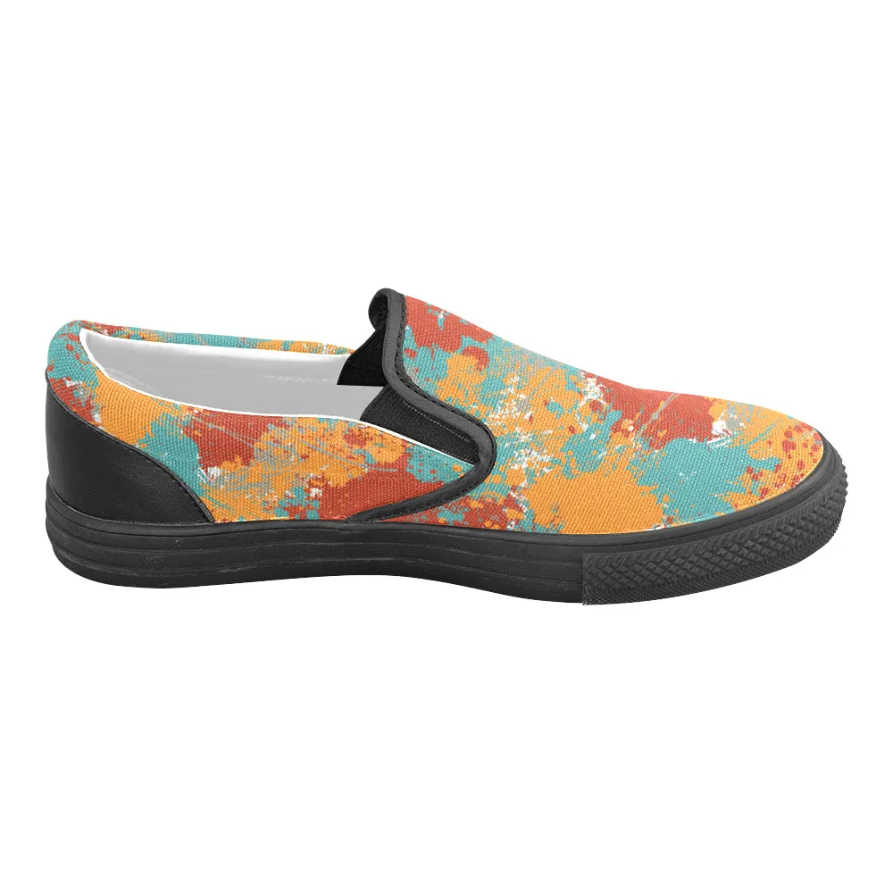 Men's Acrylic Paint Splatter Print Canvas Slip-on Shoes