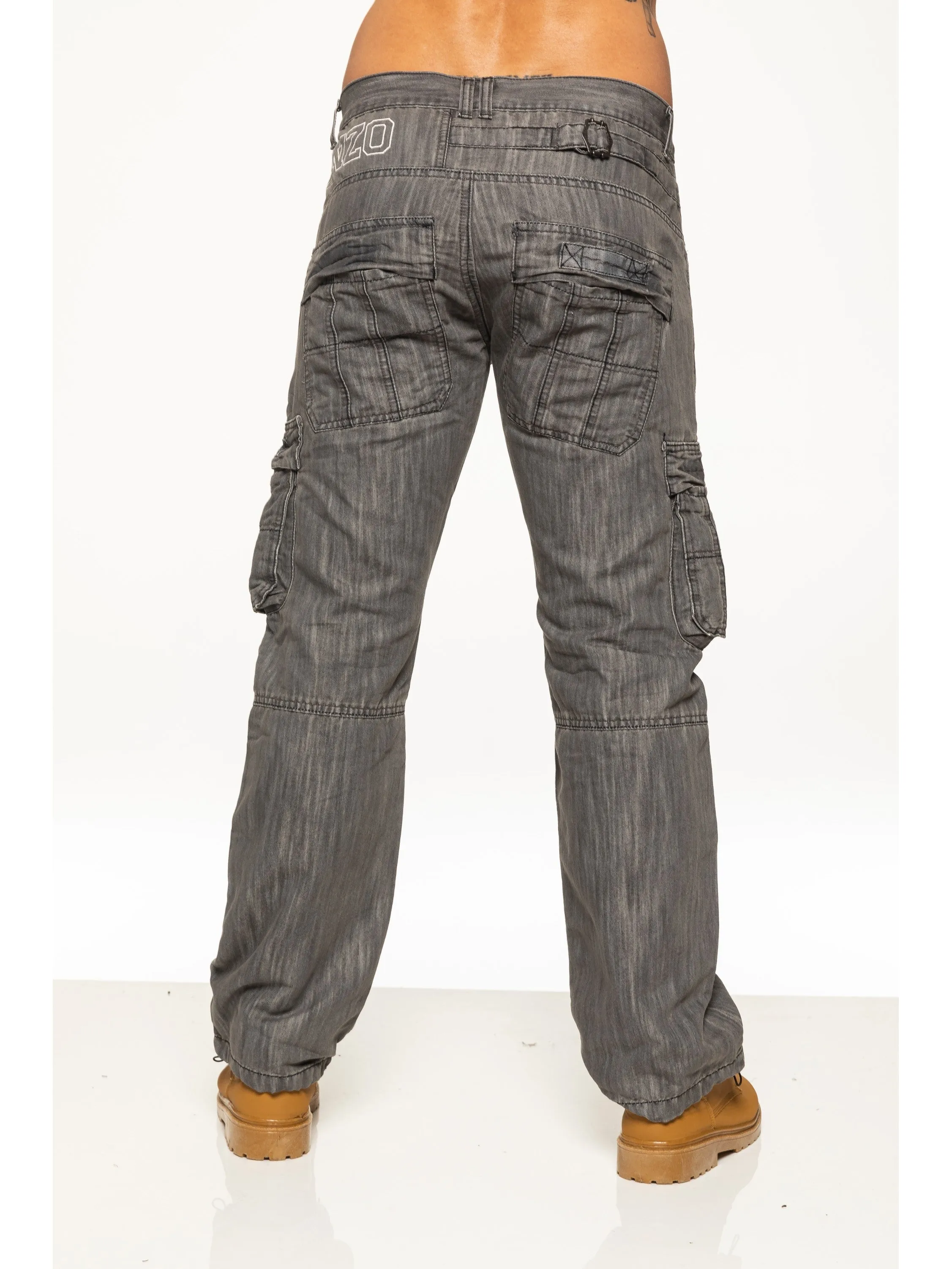 Mens Black Combat Denim Jeans | Enzo Designer Menswear