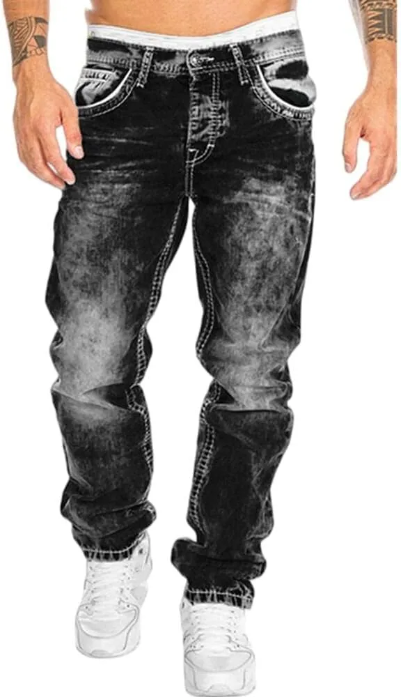 Men's Relaxed-Fit Stone Wash Denim Jeans