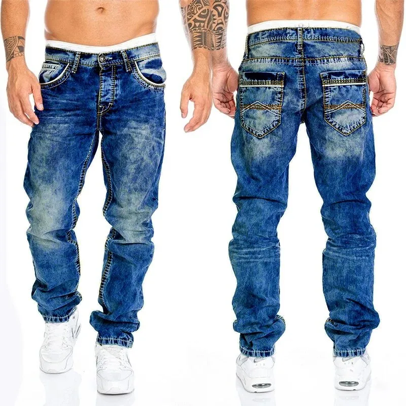 Men's Relaxed-Fit Stone Wash Denim Jeans